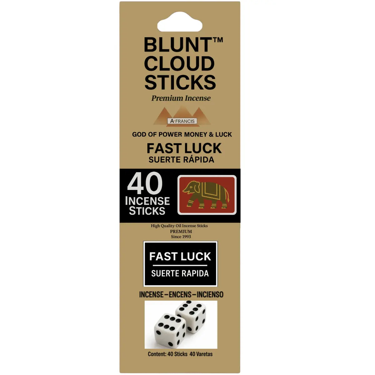 Blunt Cloud Fast Luck Scented Incense – Single 40-Stick Pack sold as individual retail unit