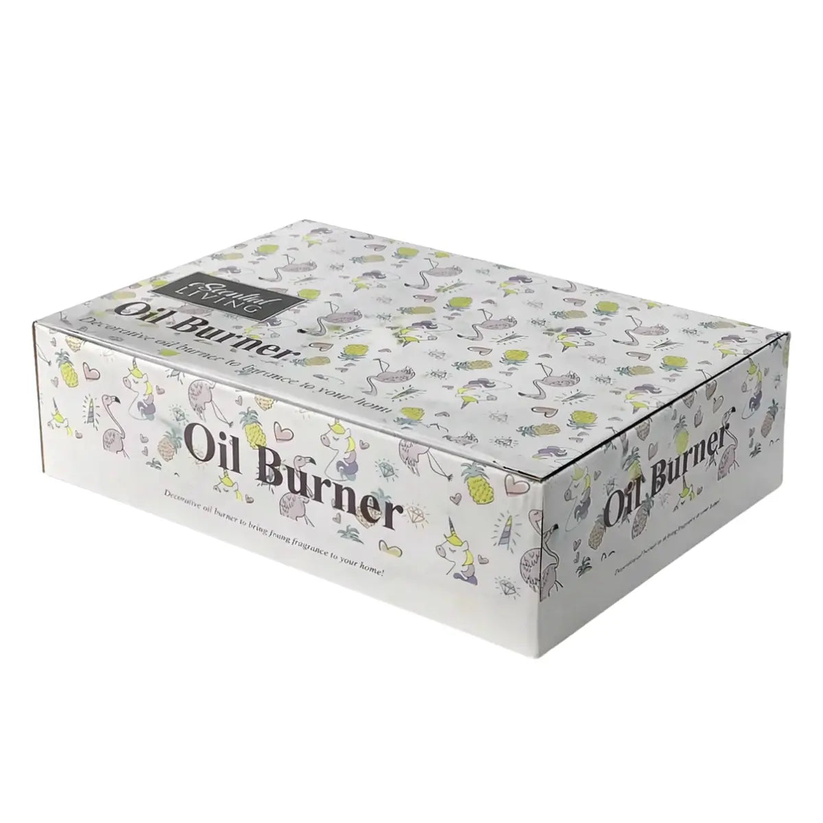Box of Oil Burner with decorative design on a white background