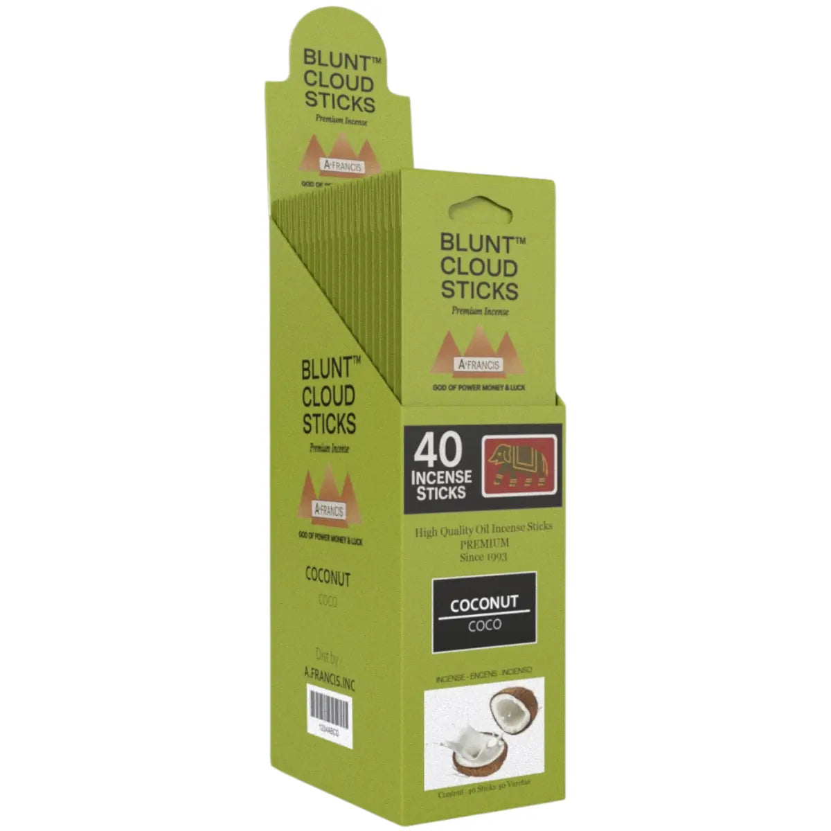 Blunt Cloud Sticks Coconut 11-Inch Incense – 40 Count Premium Display Box by A. Francis Inc