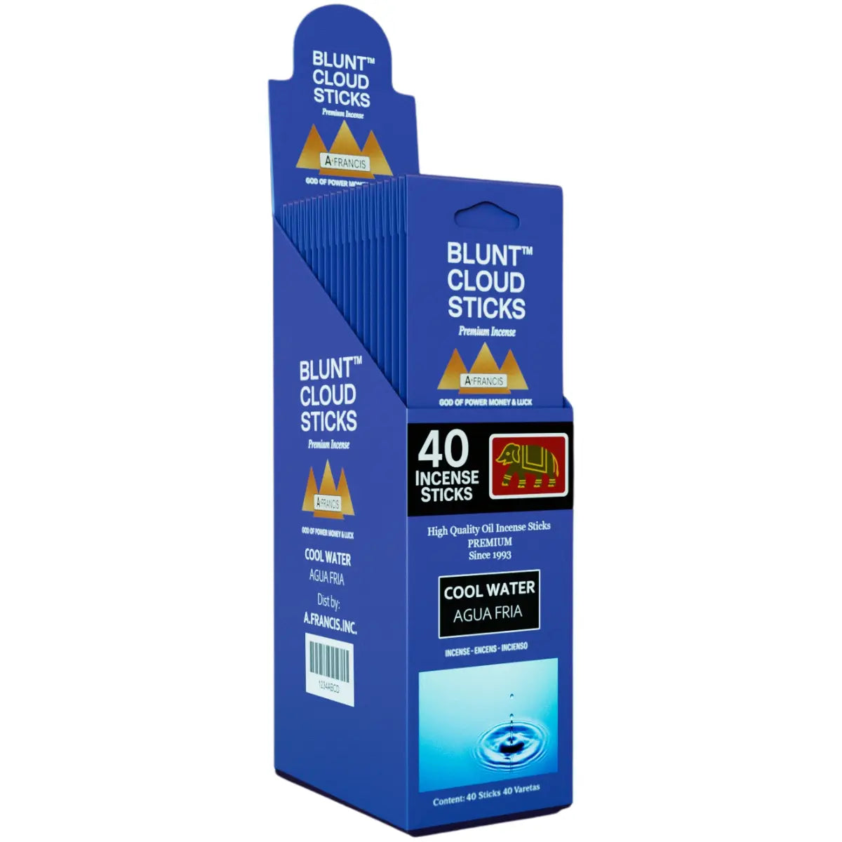 Blunt Cloud Sticks Cool Water 11-Inch Incense – 40 Count Premium Display Box by A. Francis Inc