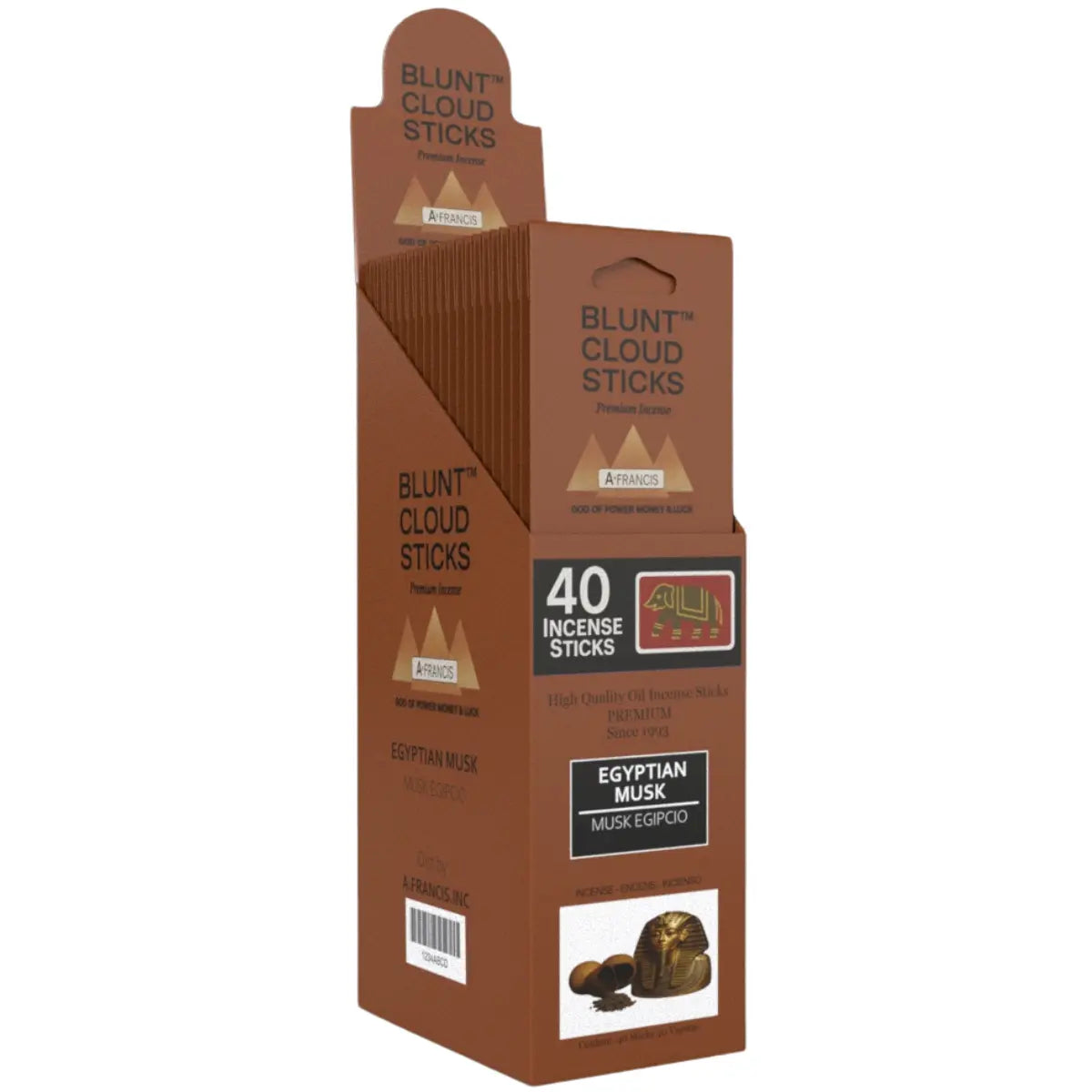 Blunt Cloud Sticks Egyptian Musk 11-Inch Incense – 40 Count Premium Display Box by A. Francis Inc