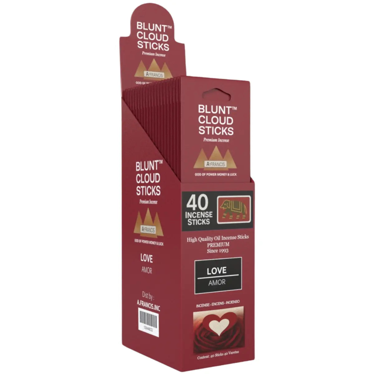 Blunt Cloud Sticks Love 11-Inch Incense – 40 Count Premium Display Box by A. Francis Inc