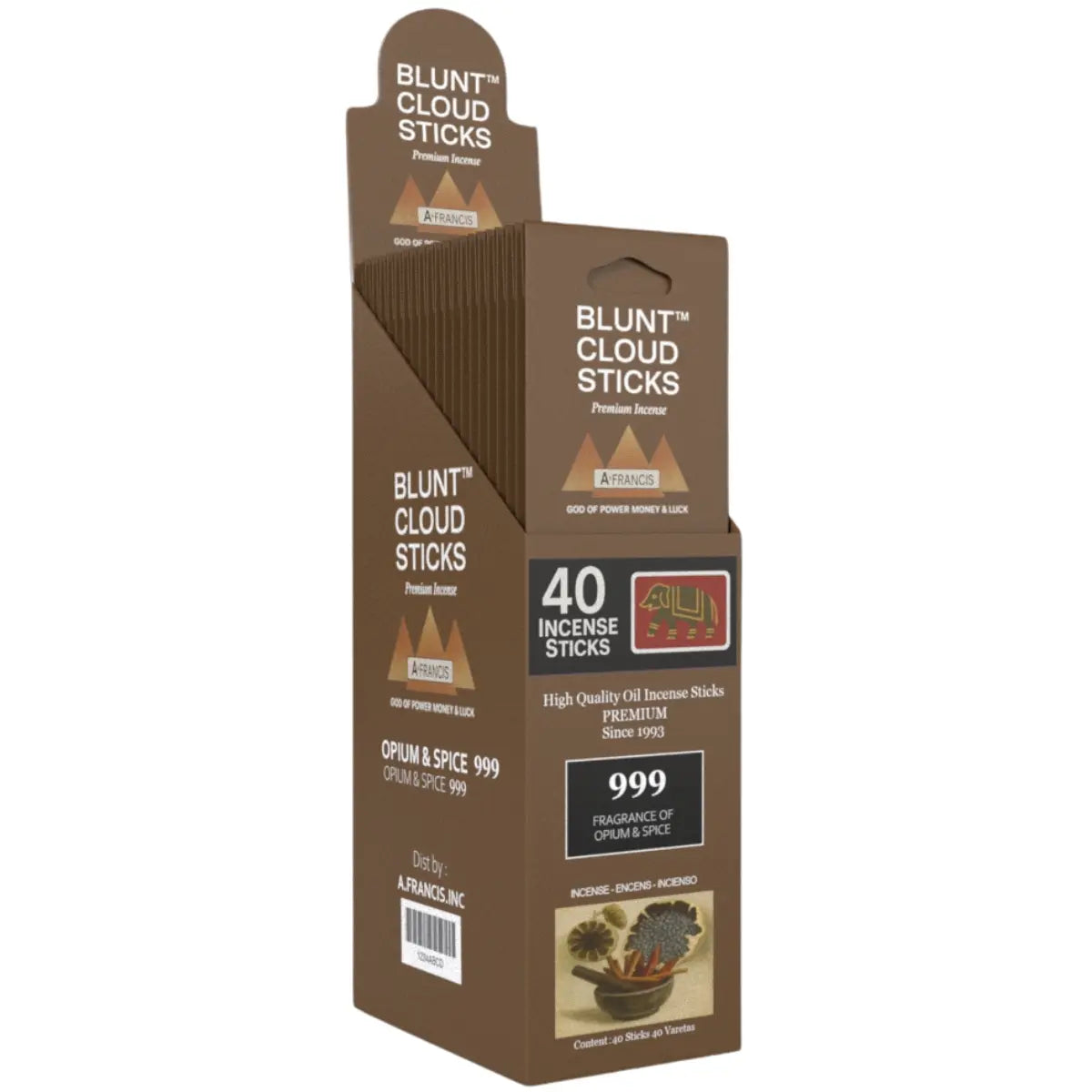Blunt Cloud Sticks Opium & Spice 11-Inch Incense – 40 Count Premium Display Box by A. Francis Inc