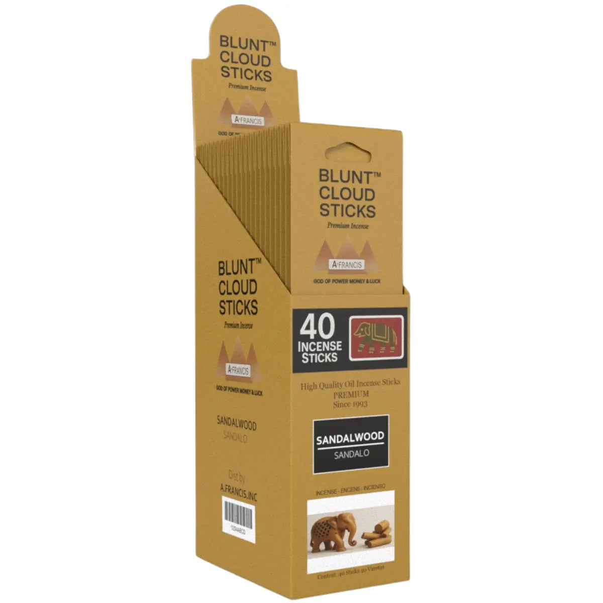 Blunt Cloud Sticks Sandalwood 11-Inch Incense – 40 Count Premium Display Box by A. Francis Inc