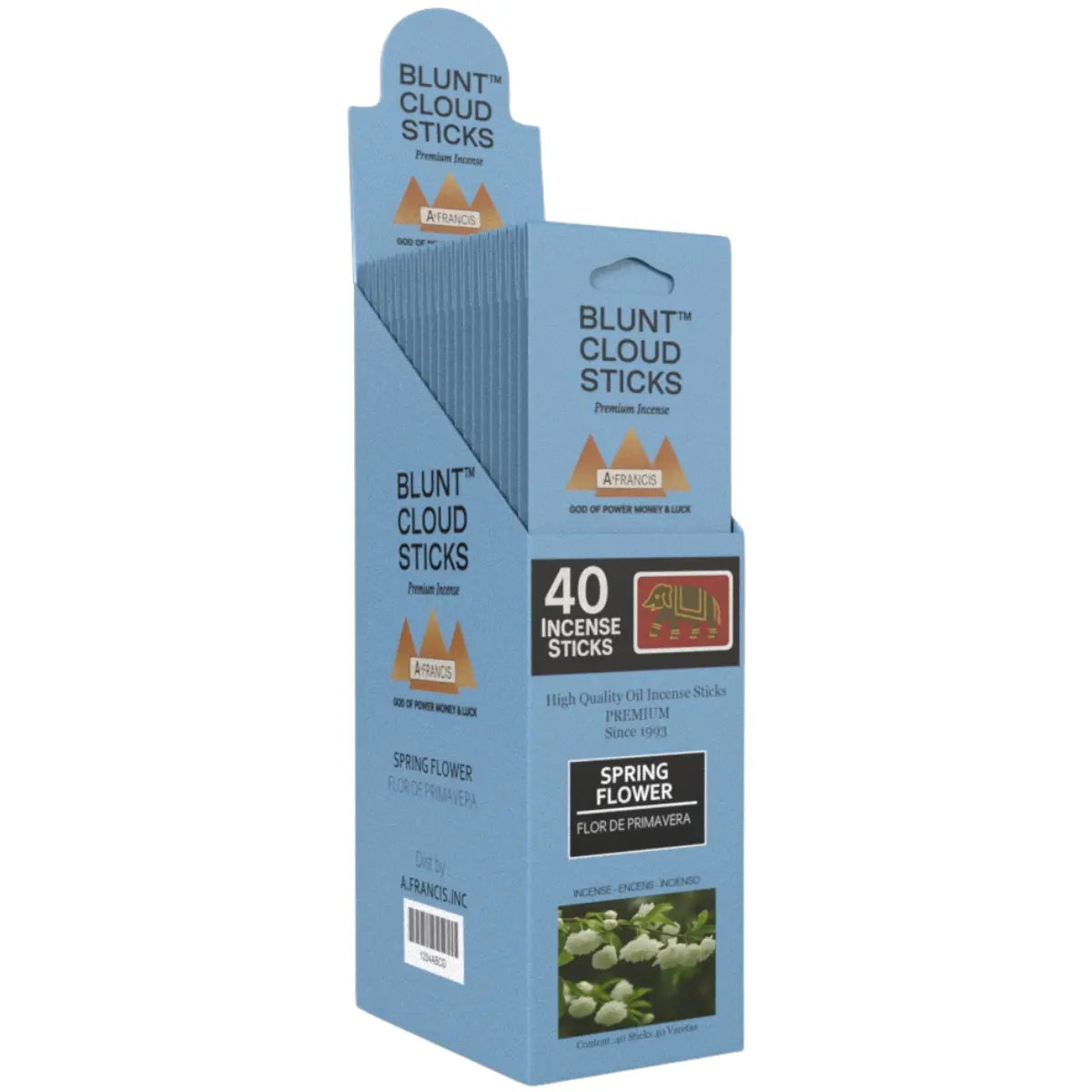 Blunt Cloud Sticks Spring Flower 11-Inch Incense – 40 Count Premium Display Box by A. Francis Inc
