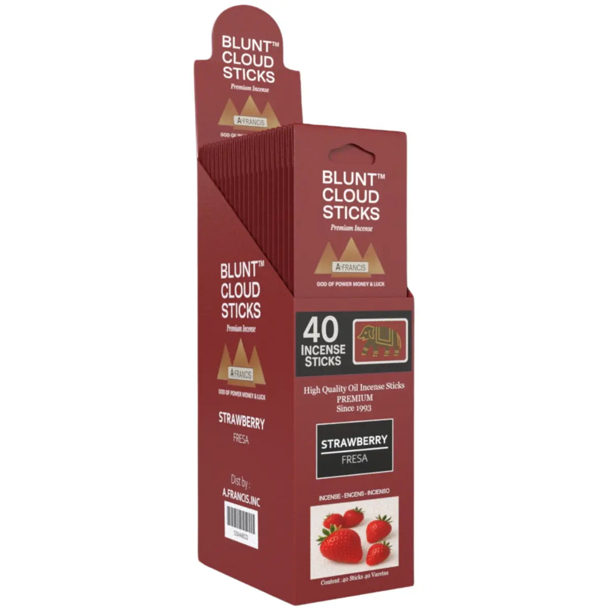 Blunt Cloud Sticks Strawberry 11-Inch Incense – 40 Count Premium Display Box by A. Francis Inc