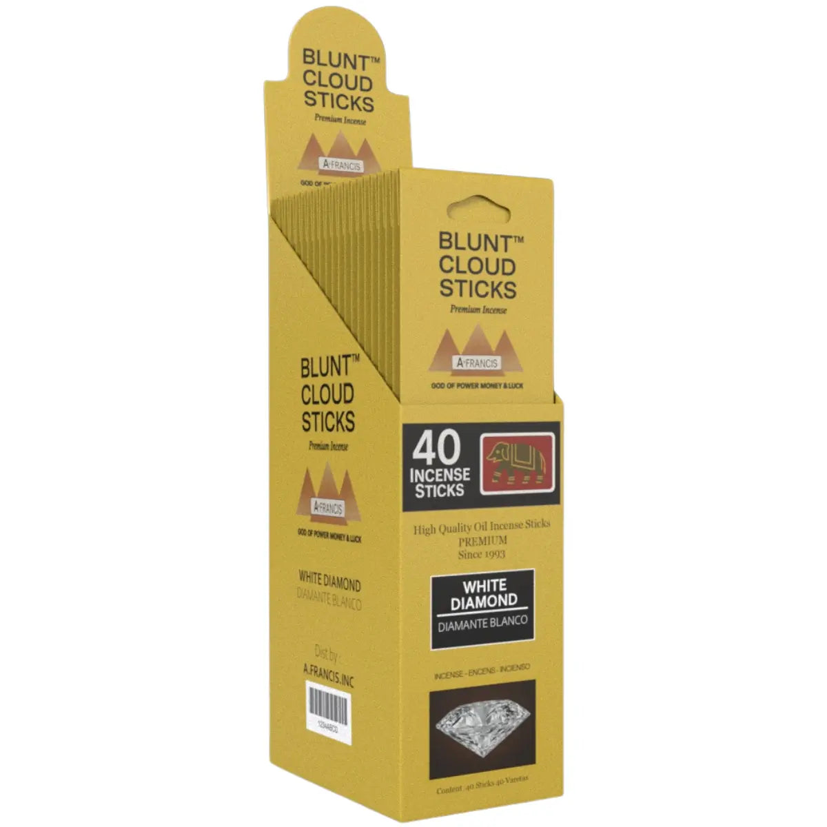 Blunt Cloud Sticks White Diamond 11-Inch Incense – 40 Count Premium Display Box by A. Francis Inc