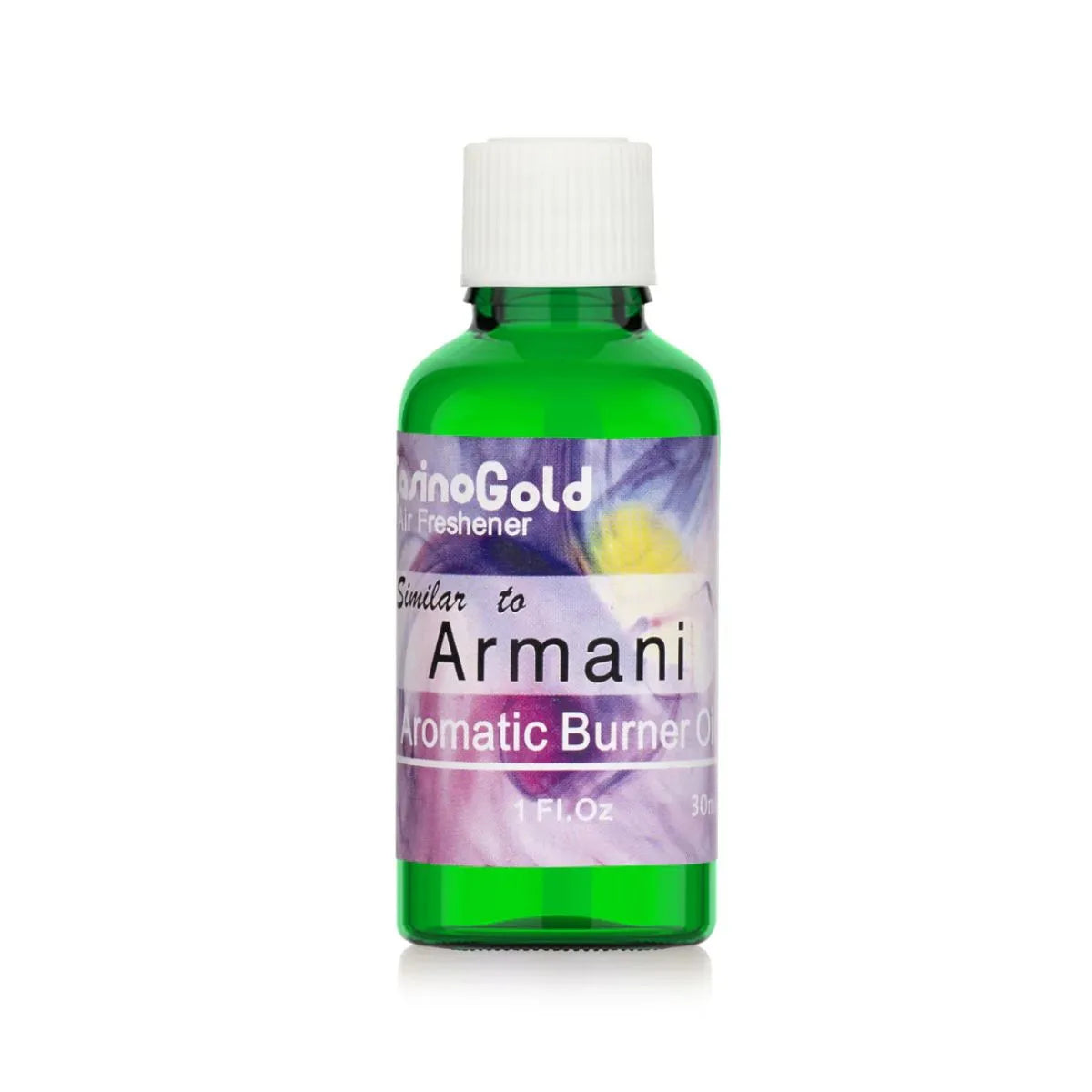 Casino Gold Armani Type Fragrance Oil Air Freshener in a 1 oz green bottle