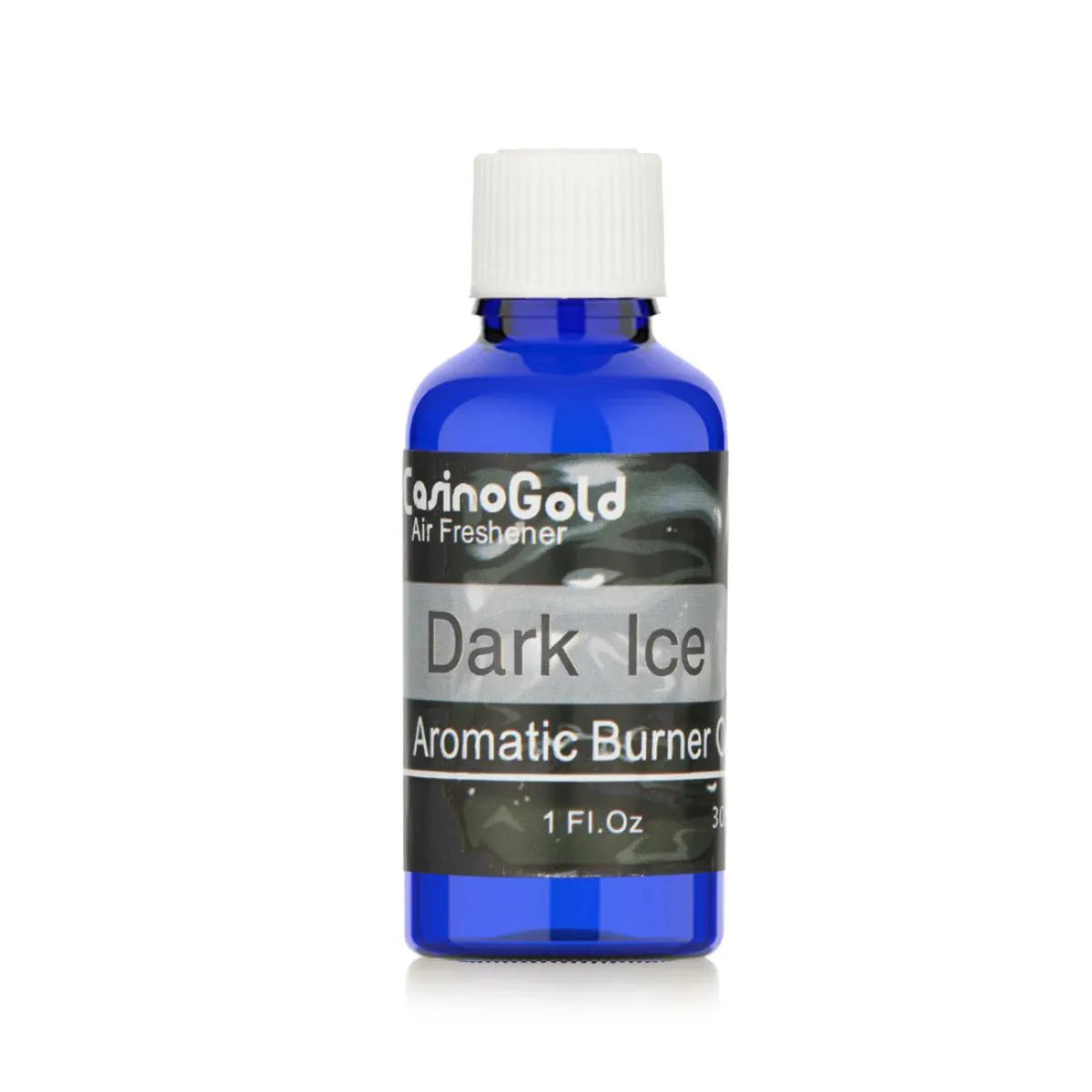 Casino Gold Dark Ice Fragrance Oil Air Freshener in a 1 oz blue bottle