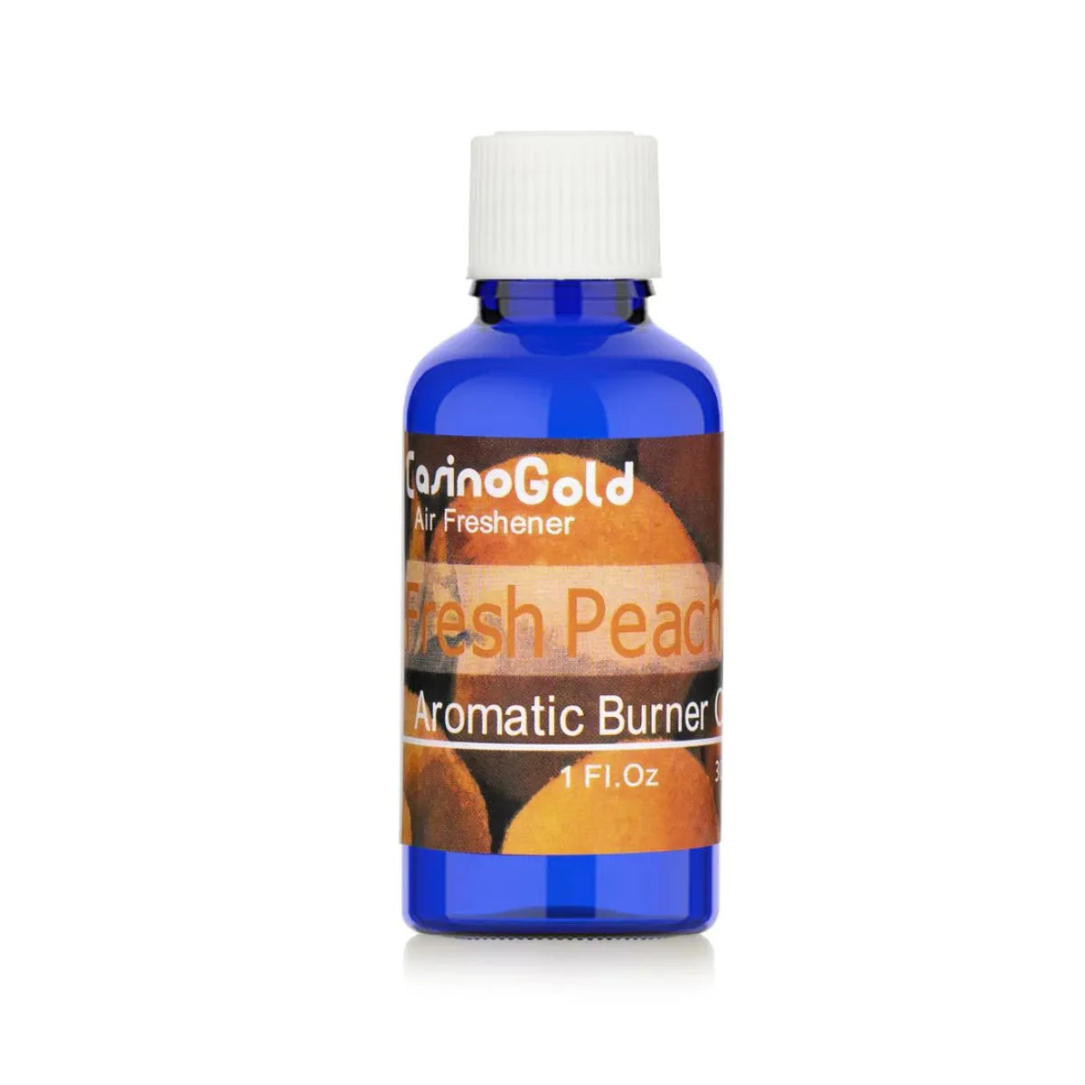 Casino Gold Fresh Fruit Fragrance Oil Air Freshener in a 1 oz blue bottle