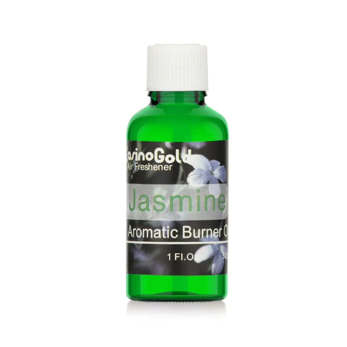 Casino Gold Jasmine Fragrance Oil Air Freshener in a 1 oz green bottle
