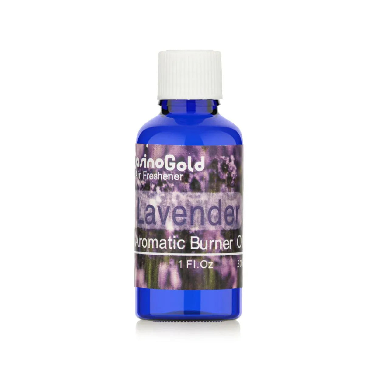 Casino Gold Lavender Fragrance Oil Air Freshener in a 1 oz blue bottle