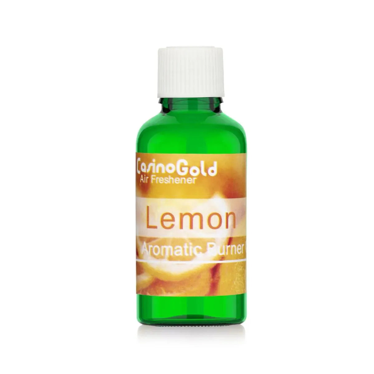 Casino Gold Lemon Fragrance Oil Air Freshener in a 1 oz green bottle