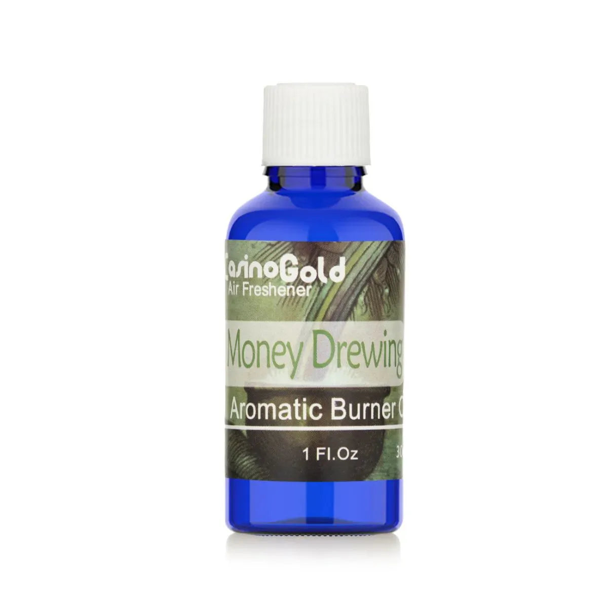 Casino Gold Money Drewing Fragrance Oil Air Freshener in a 1 oz blue bottle