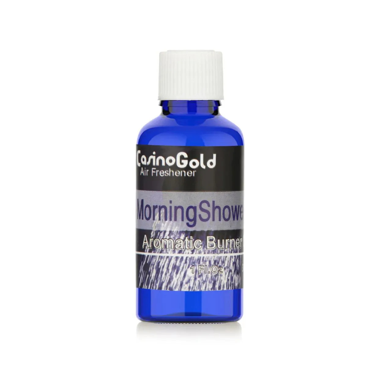 Casino Gold Morning Shower Fragrance Oil Air Freshener in a 1 oz blue bottle