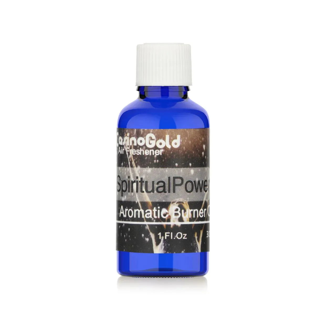 Casino Gold Spiritual Power Fragrance Oil Air Freshener in a 1 oz blue bottle