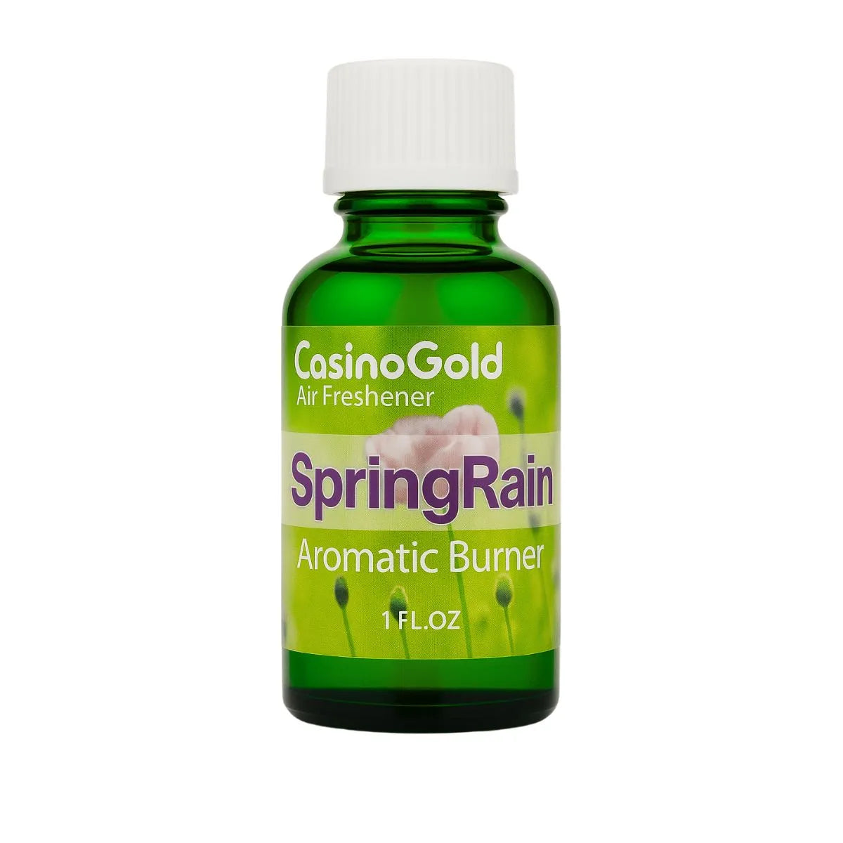 Casino Gold Spring Rain Fragrance Oil Air Freshener in a 1 oz green bottle