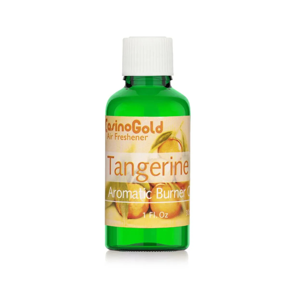 Casino Gold Tangeriene Fragrance Oil Air Freshener in a 1 oz green bottle