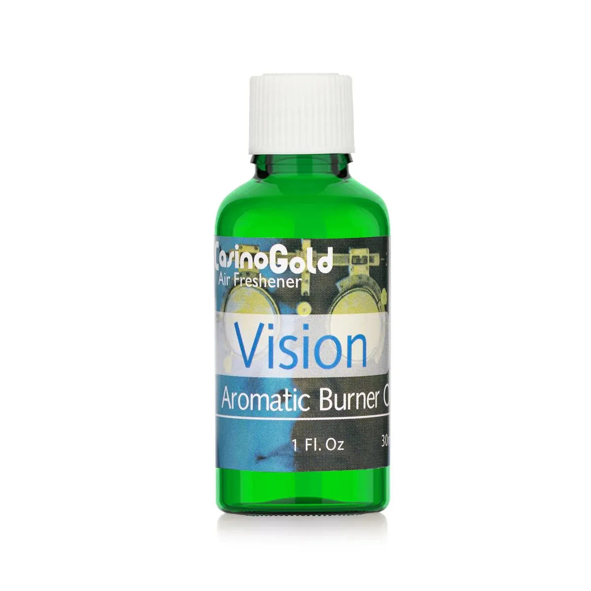 Casino Gold Vision Fragrance Oil Air Freshener in a 1 oz green bottle