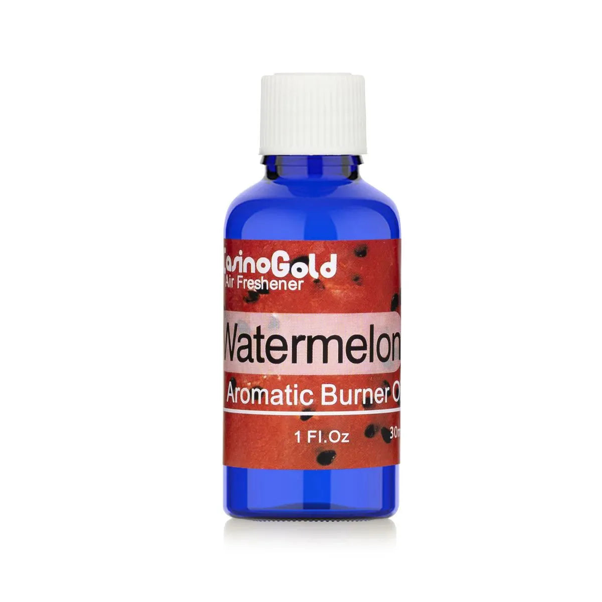 Casino Gold Watermelon Fragrance Oil Air Freshener in a 1 oz blue bottle