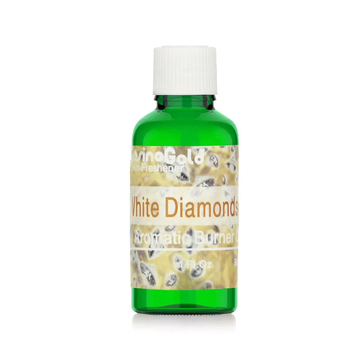 Casino Gold White Diamonds Type Fragrance Oil Air Freshener in a 1 oz green bottle