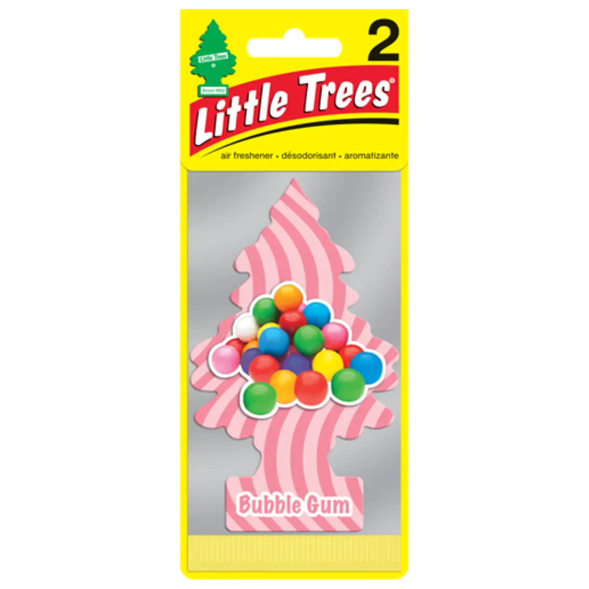 Little Trees Bubble Gum car air freshener 2 pack front packaging for wholesale resale