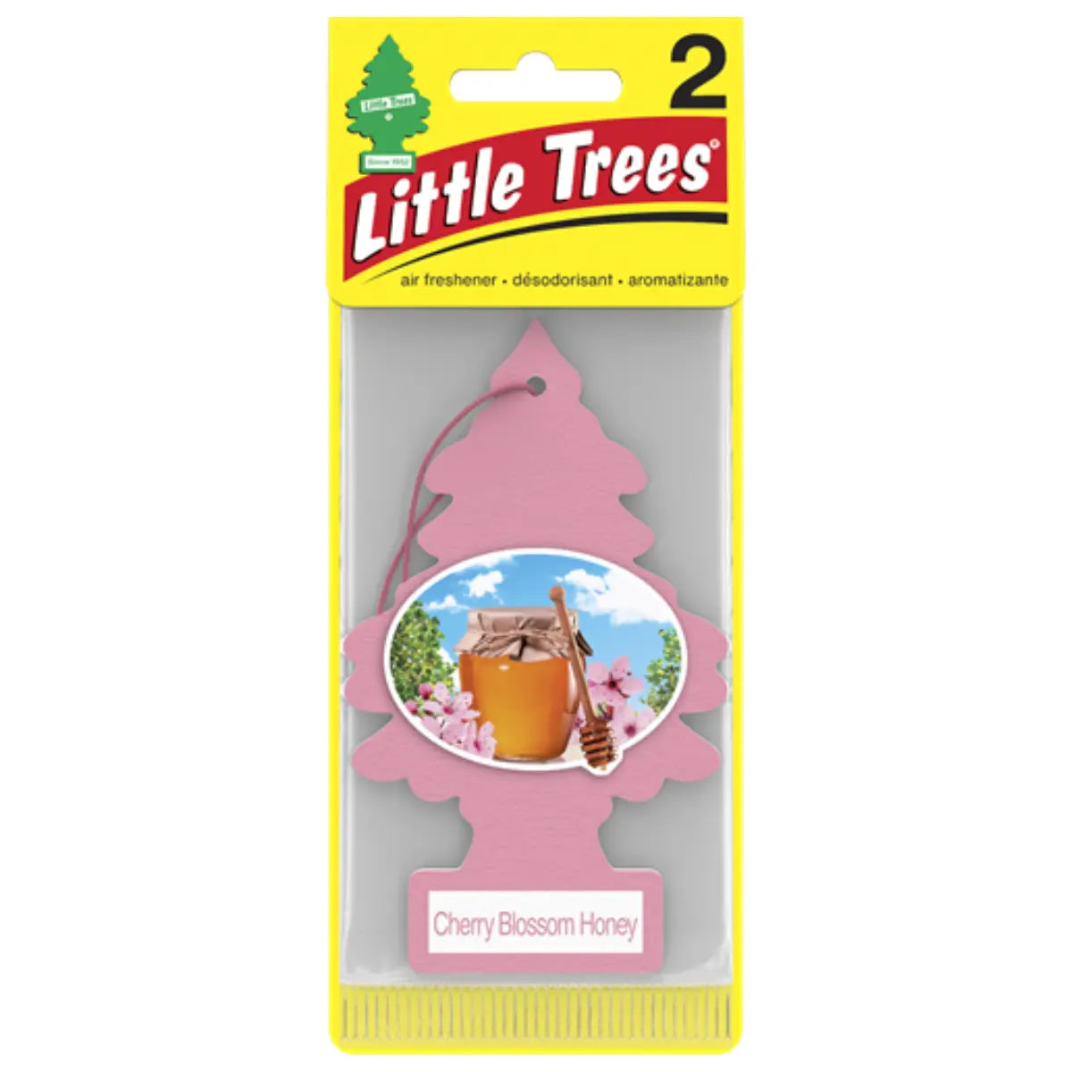 Little Trees Cherry Blossom Honey 2 packs front packaging car air freshener for wholesale