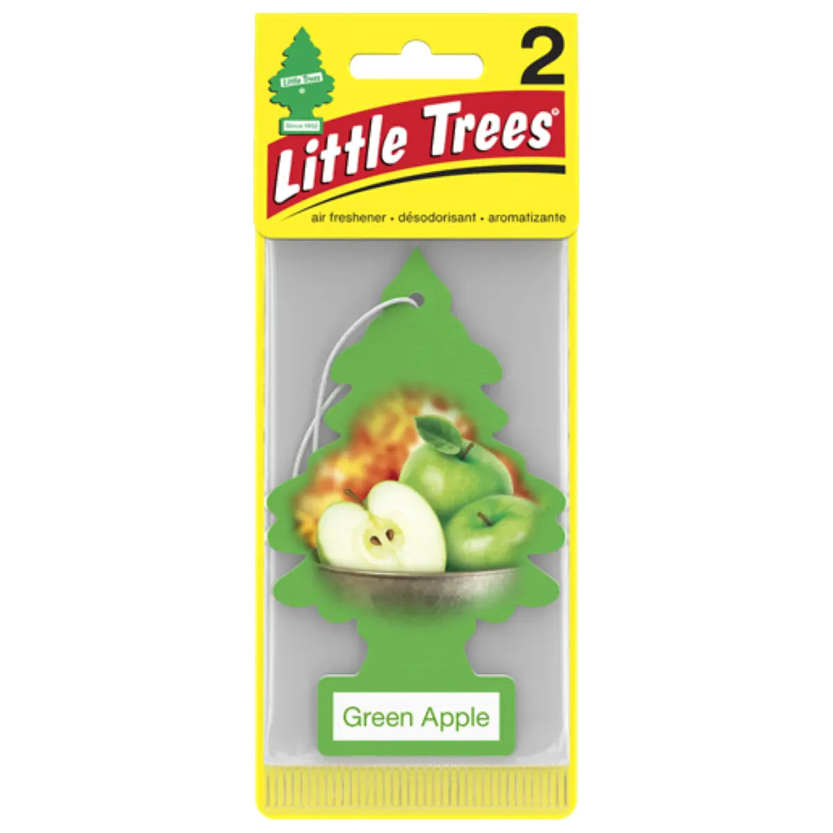 Green Apple 2 pack Little Trees car air freshener front packaging
