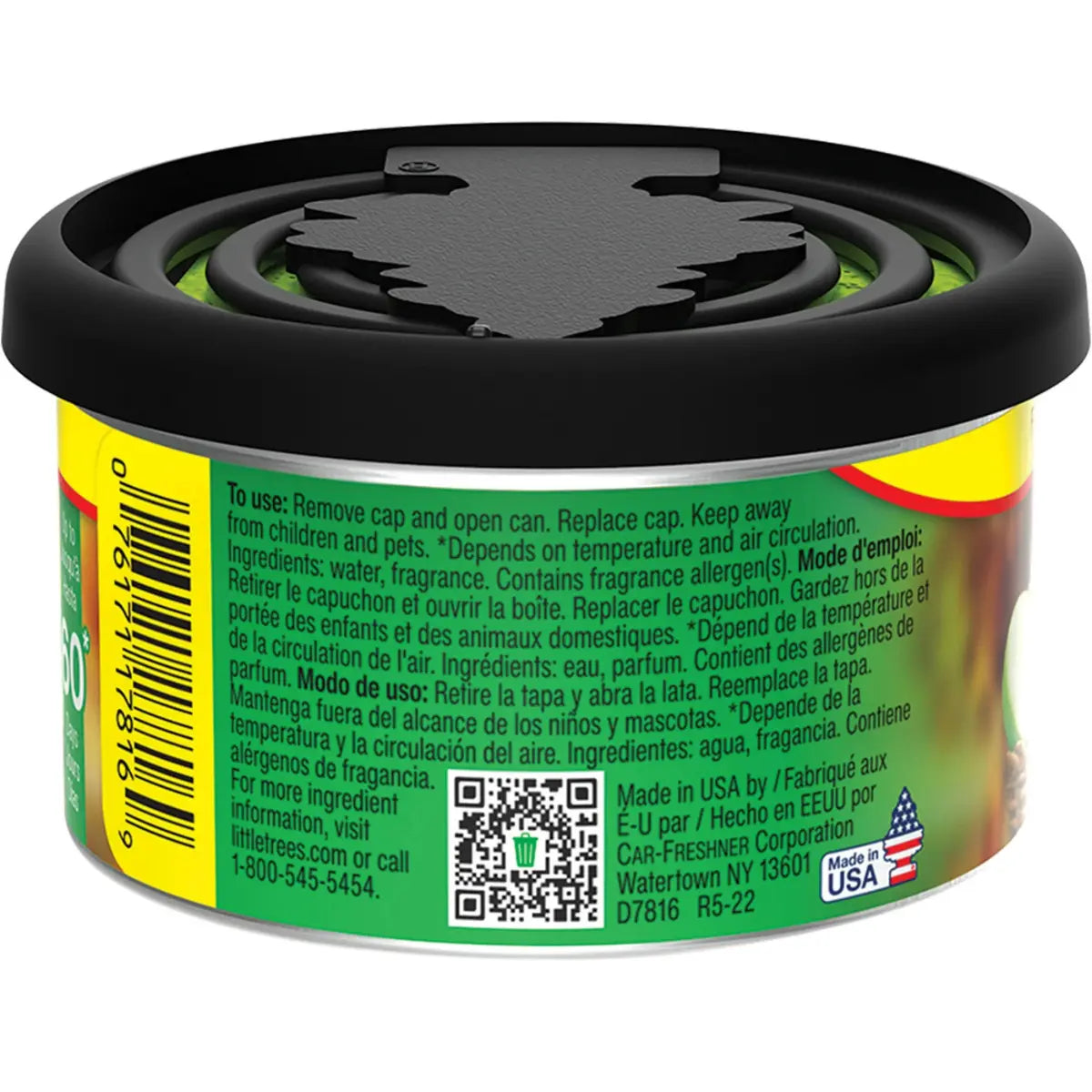 Back of Green Apple Fiber Can showing barcode and product information