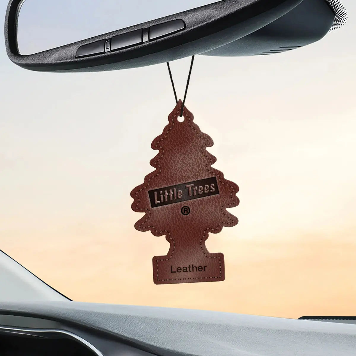Little Trees Leather 2 Pack Car Air Freshener Hanging in Vehicle