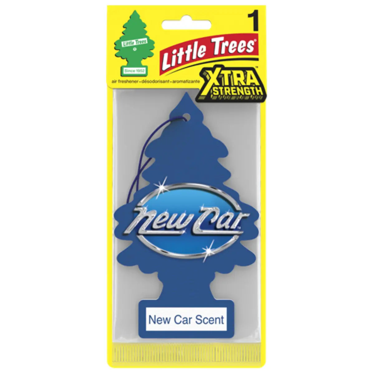 Front view of Little Trees New Car Scent Xtra Strength air freshener for wholesale