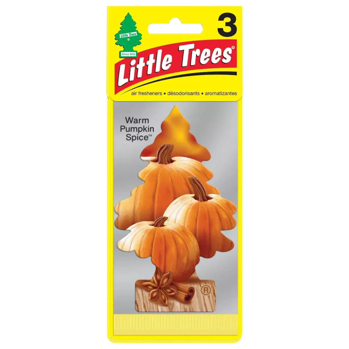 Little Trees Warm Pumpkin Spice Car Air Freshener – 3-Pack Front Packaging