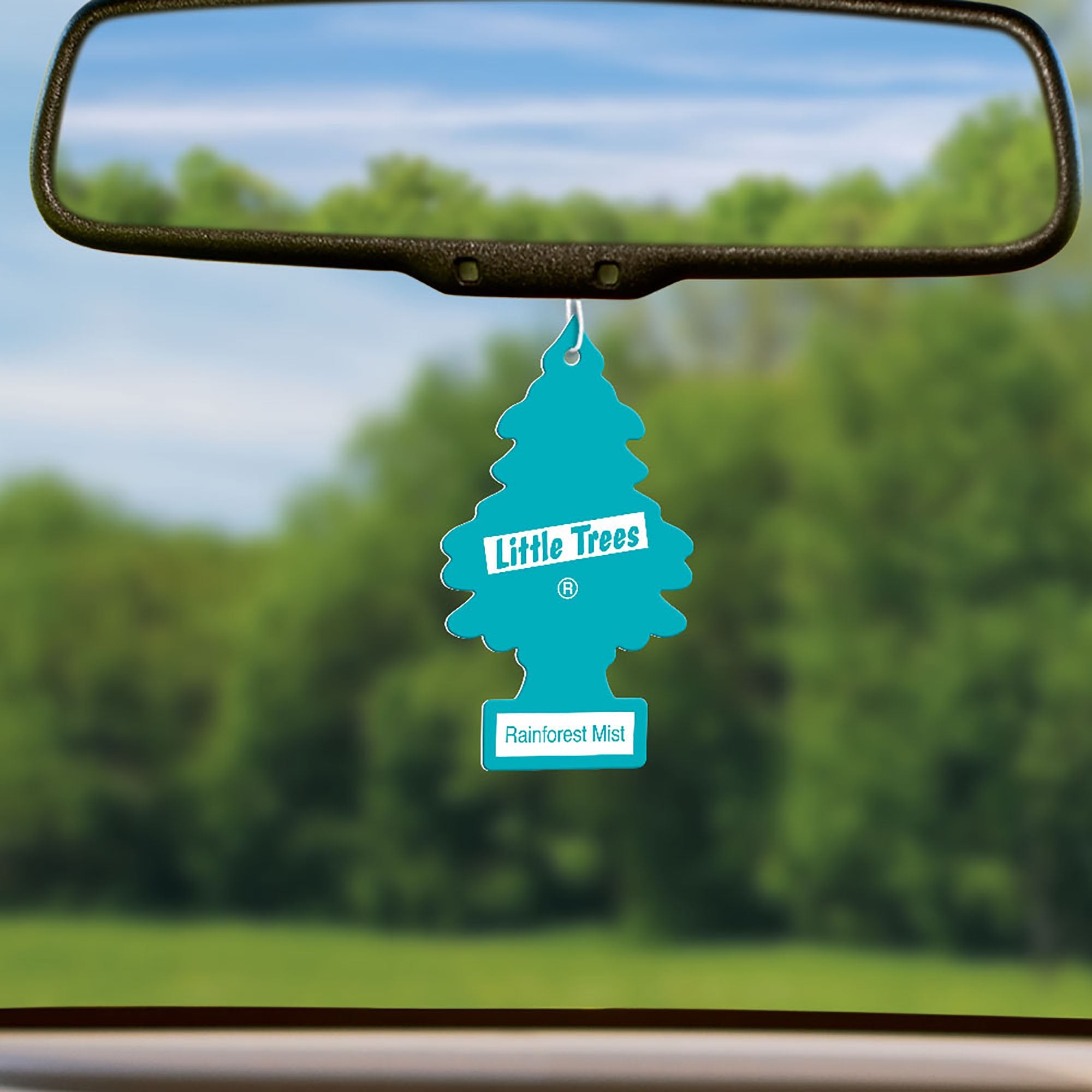 Rainforest Mist Little Tree Air Freshener Hanging On Car
