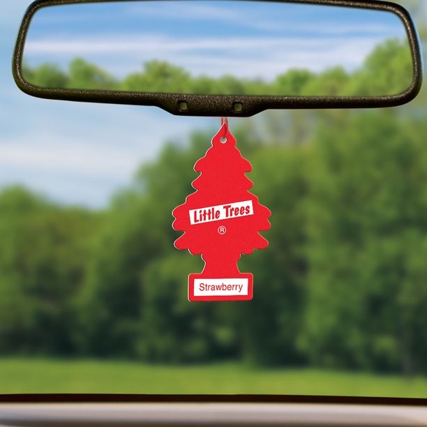 Strawberry Little Tree Air Freshener Hanging On Car