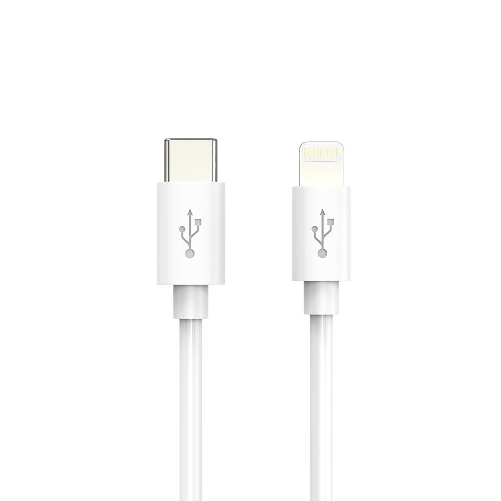 White PVC Double Charging Cable Angled Image 1