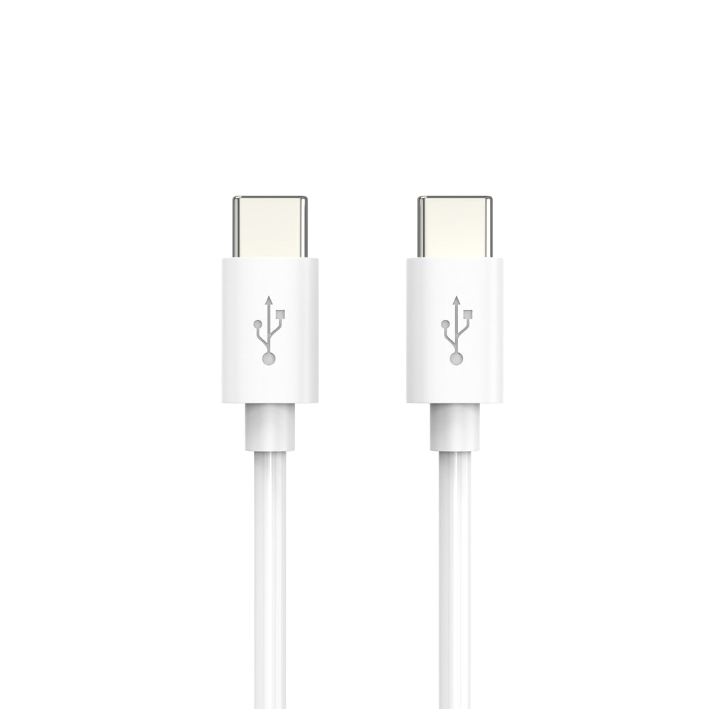 White PVC Type-C to Type-C Charging Cable Angled Image 3