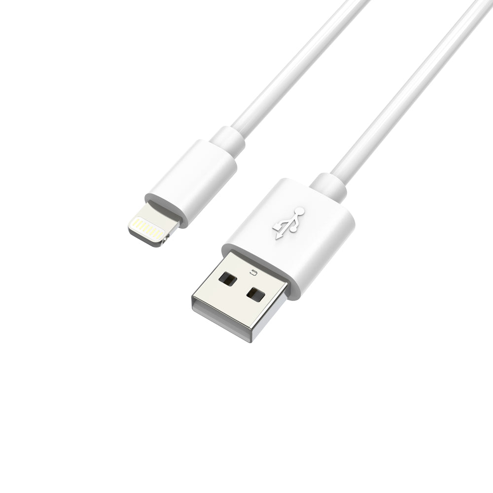 White PVC Charging Cable Angled Image 1
