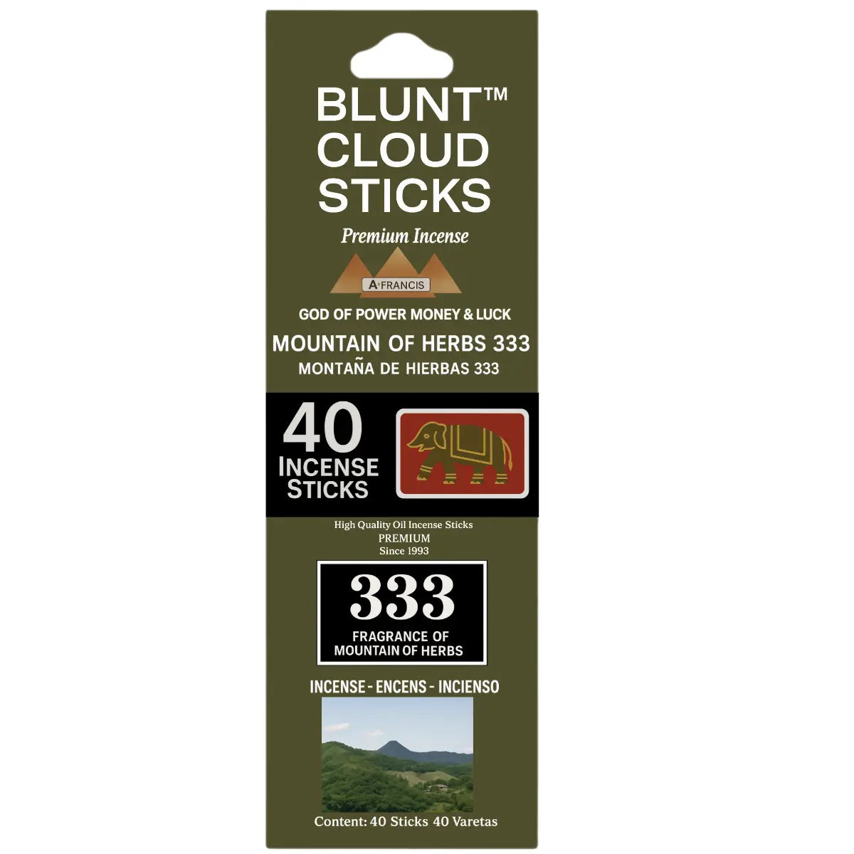 Blunt Cloud Mountain of Herbs Scented Incense – Single 40-Stick Pack sold as individual retail unit