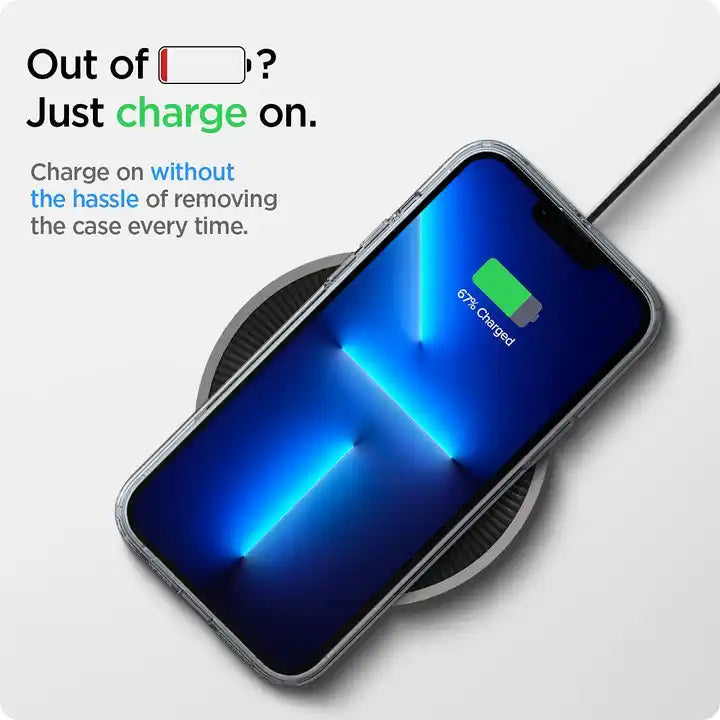 Clear Silicone iPhone Case Wireless Charging Graphic