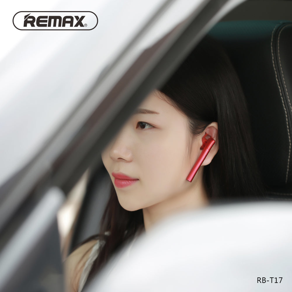 Girl Using REMAX RB-T17 Bluetooth Business Earphone