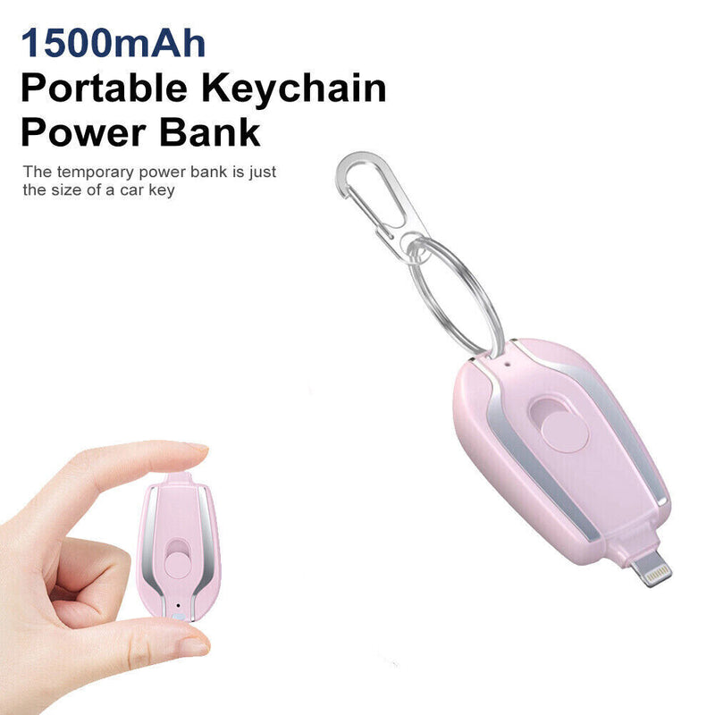 Load image into Gallery viewer, Pink Portable Keychain Charger for iPhone Graphic
