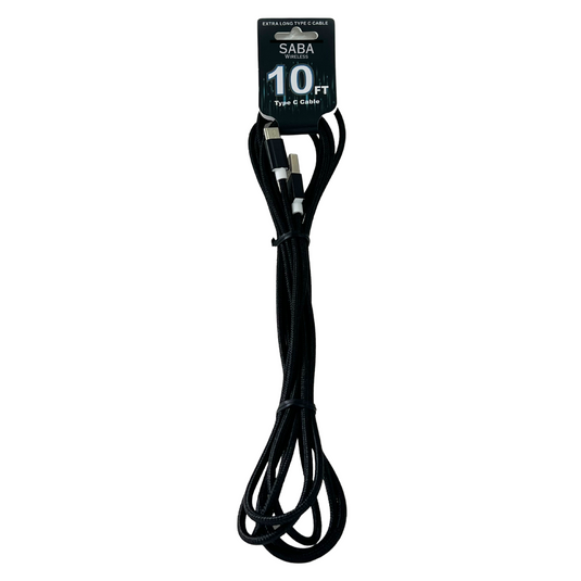 Nylon Braided Type-C to USB-A Charging Cable "3m, 10ft" (10 Count)