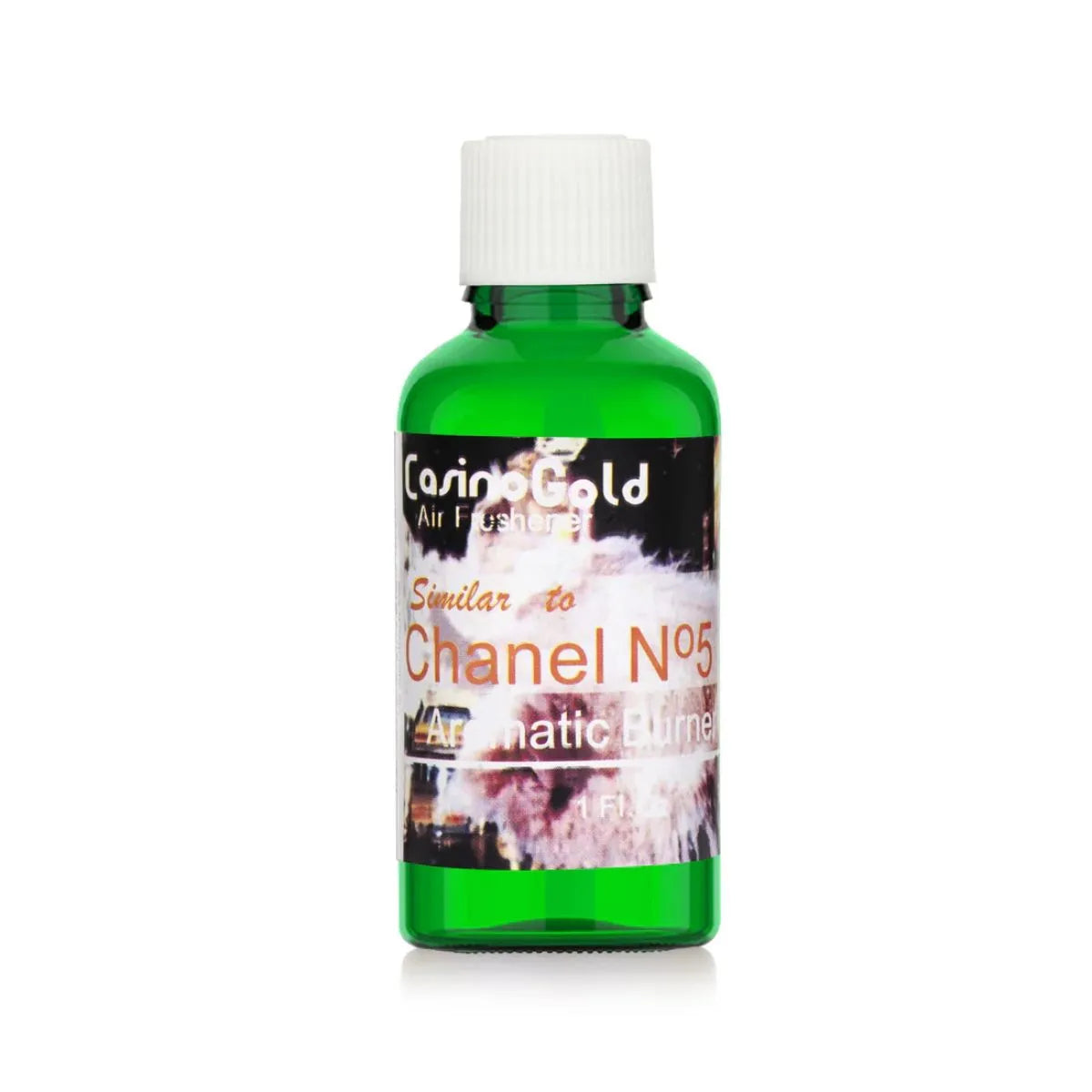 Casino Gold Chanel No. 5 Tyoe Fragrance Oil Air Freshener in a 1 oz green bottle