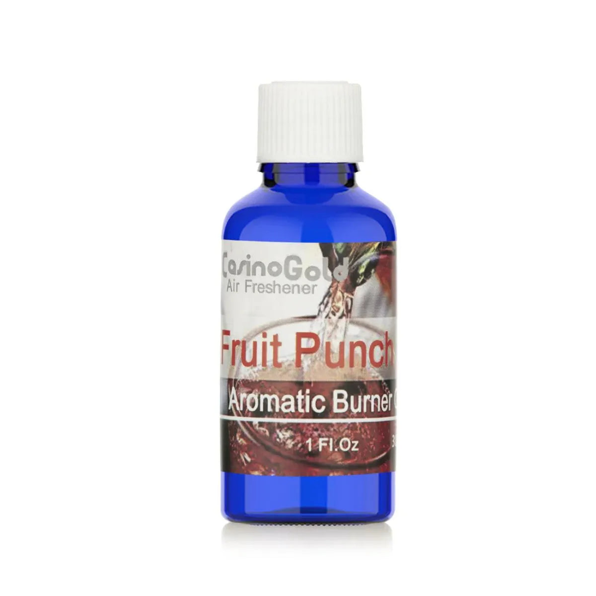 Casino Gold Fruit Punch Fragrance Oil Air Freshener in a 1 oz blue bottle