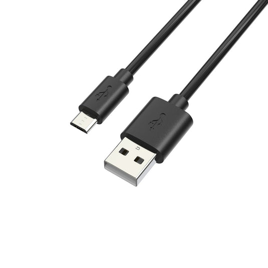 Black PVC Micro USB Charging Cable Angled Image 1
