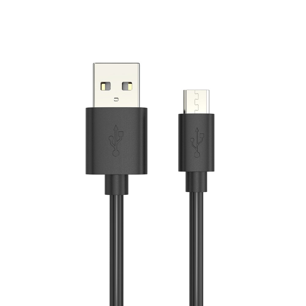 Black PVC Micro USB Charging Cable Angled Image 3