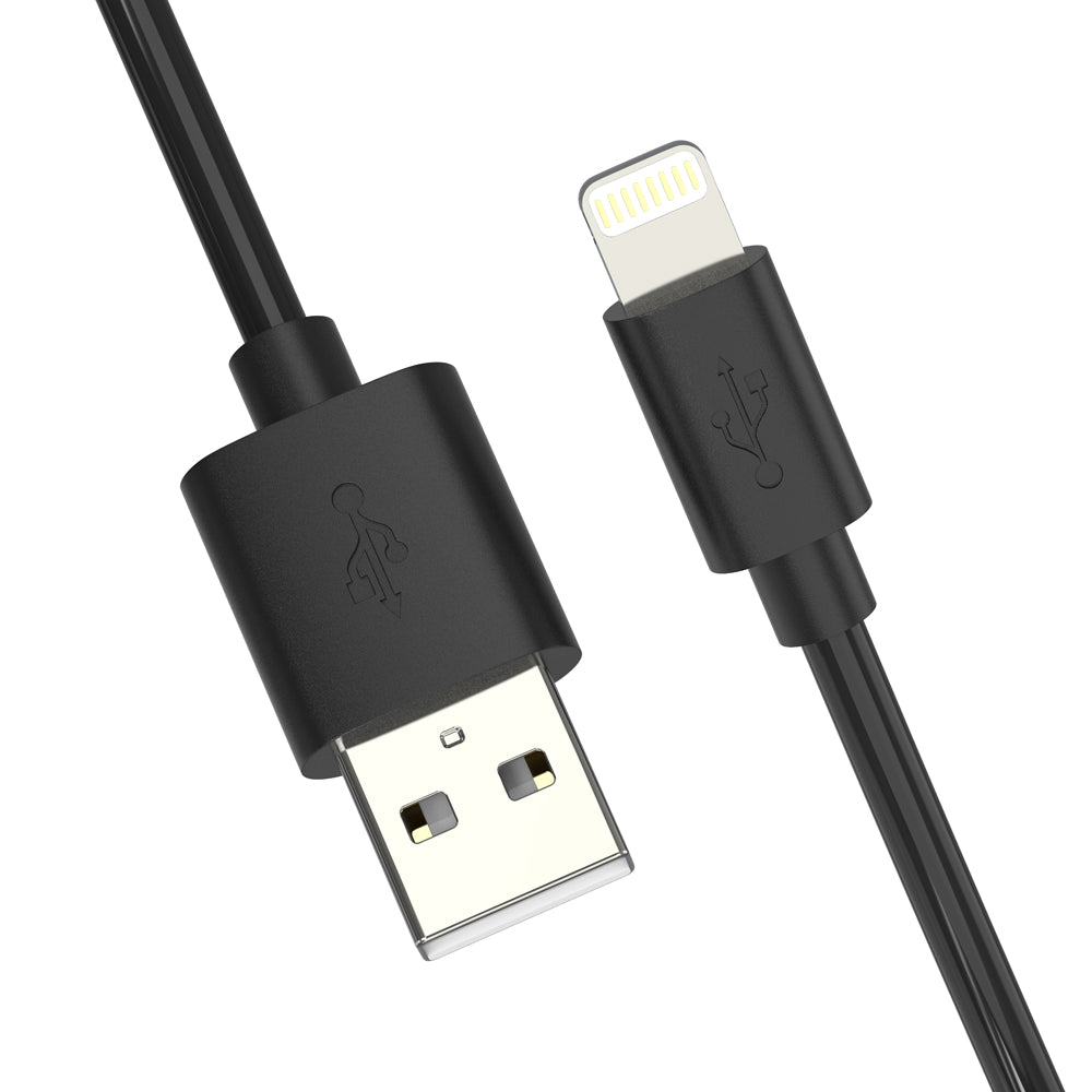 Black PVC Charging Cable Angled Image 2