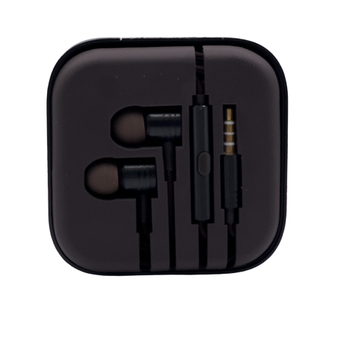 Black Steel Earbuds with Traditional Headphone Jack