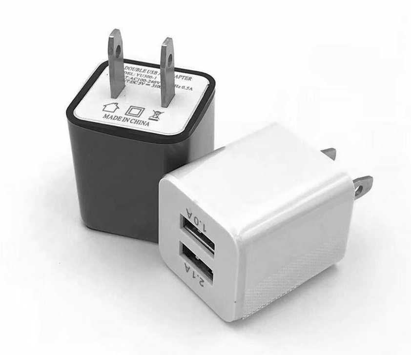     Black and White Home Adapter Two Port