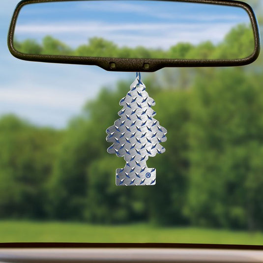 Pure Steel Little Tree Air Freshener Hanging On Car